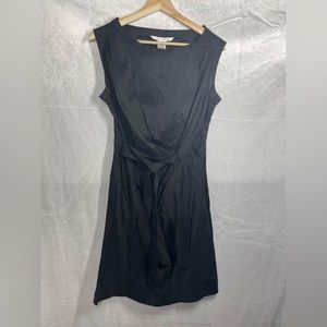 Diane Von Furstenberg Black Sleeveless Tie-Waist Sheath Dress